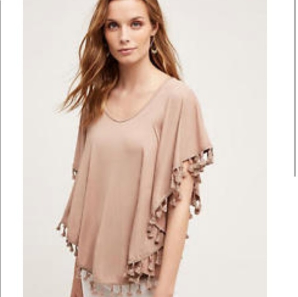Eri + Ali tassel poncho top Medium Anthropologie